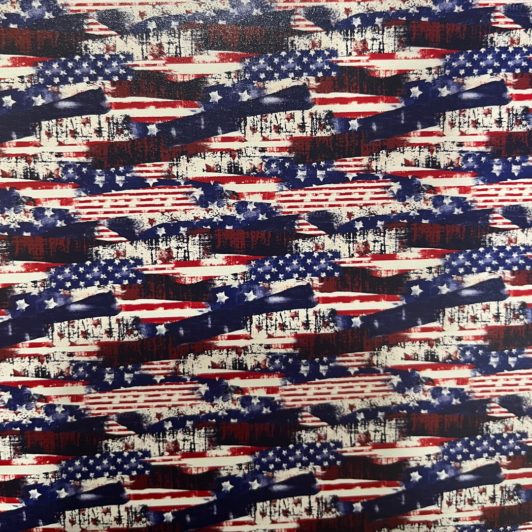 Patriotic Tattered Flag - Printed Wood