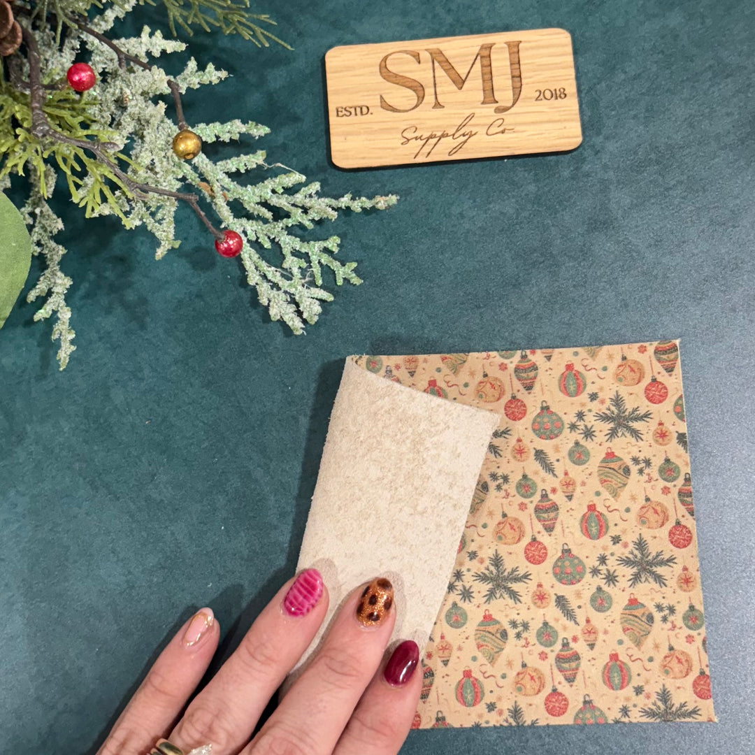 SMJ Vintage Christmas Ornaments Veg-Tanned Leather Sheet (2 SIZES)