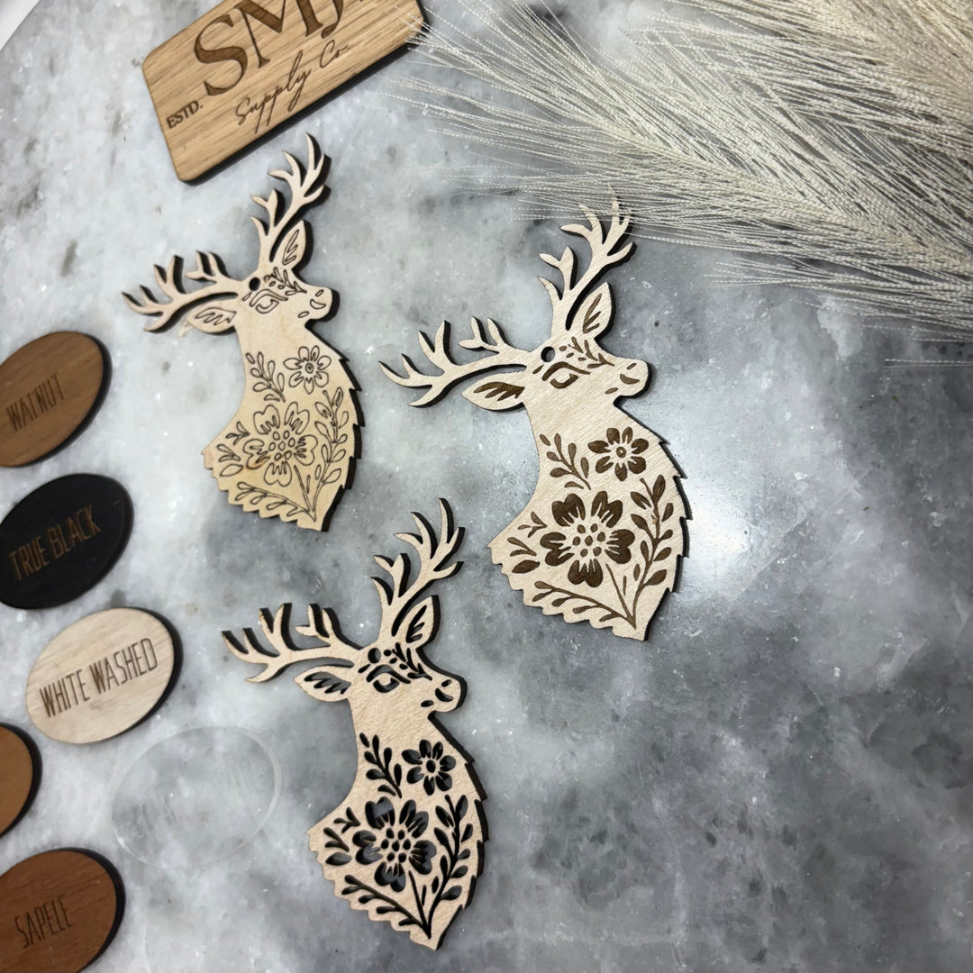 Ornament/Car Charm - Folkart Deer - 3 STYLES (1 Ornament/Car Charm)