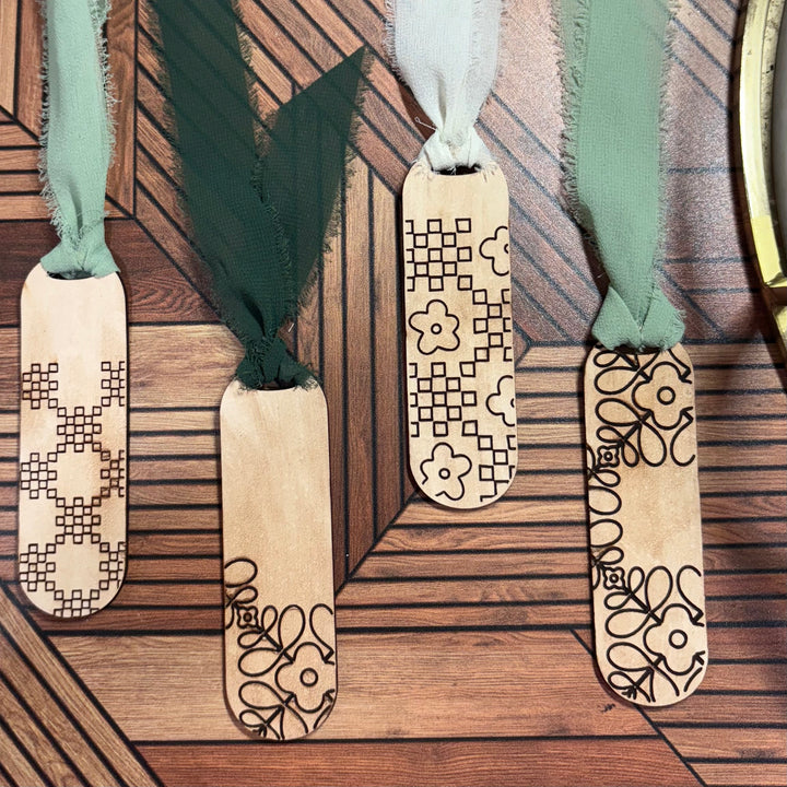 Floral Checkerboard Bookmarks - 4 STYLES (1 Bookmark)