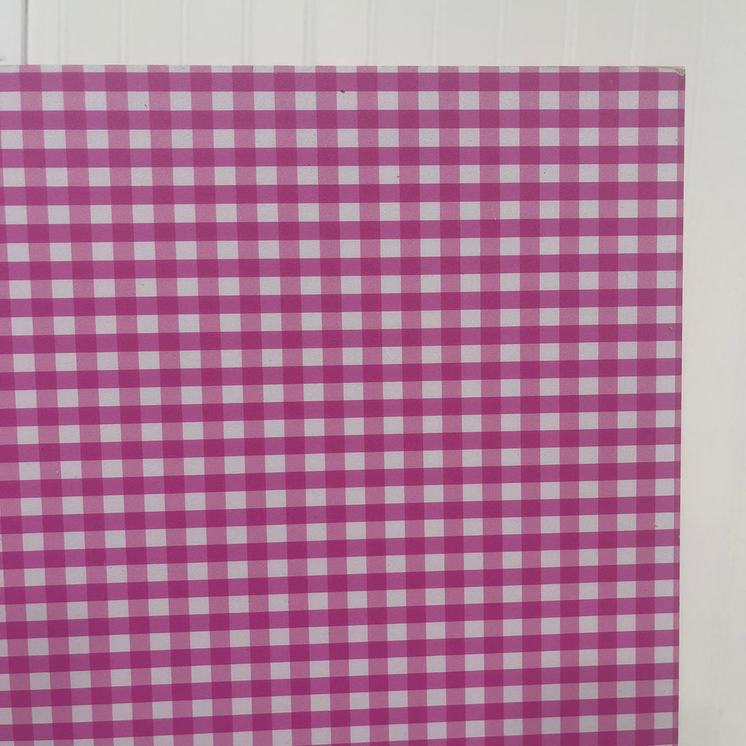 Pink + White Gingham - Printed Wood