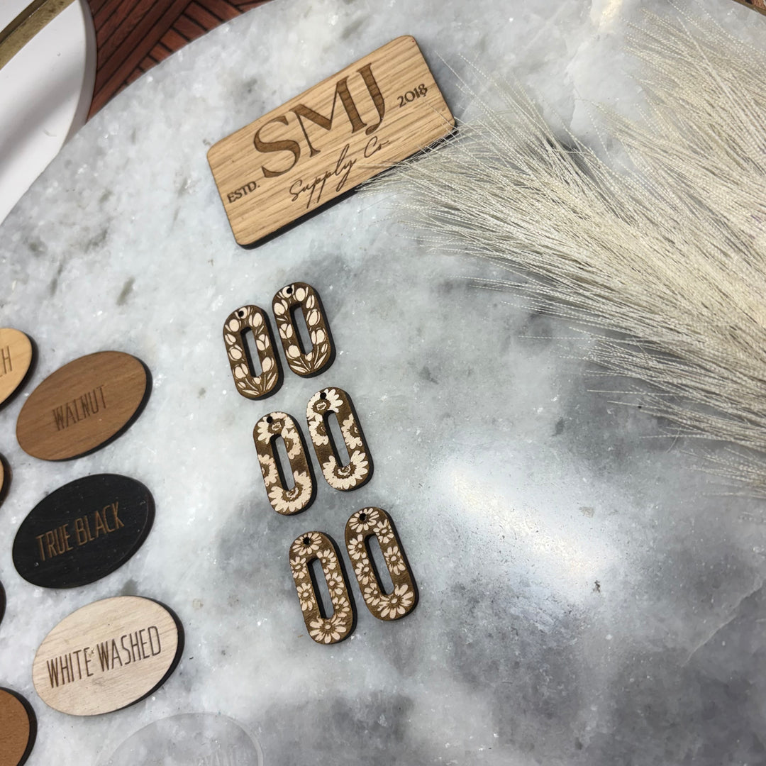 Flower Oval Hoops - 3 STYLES (1 Pair)