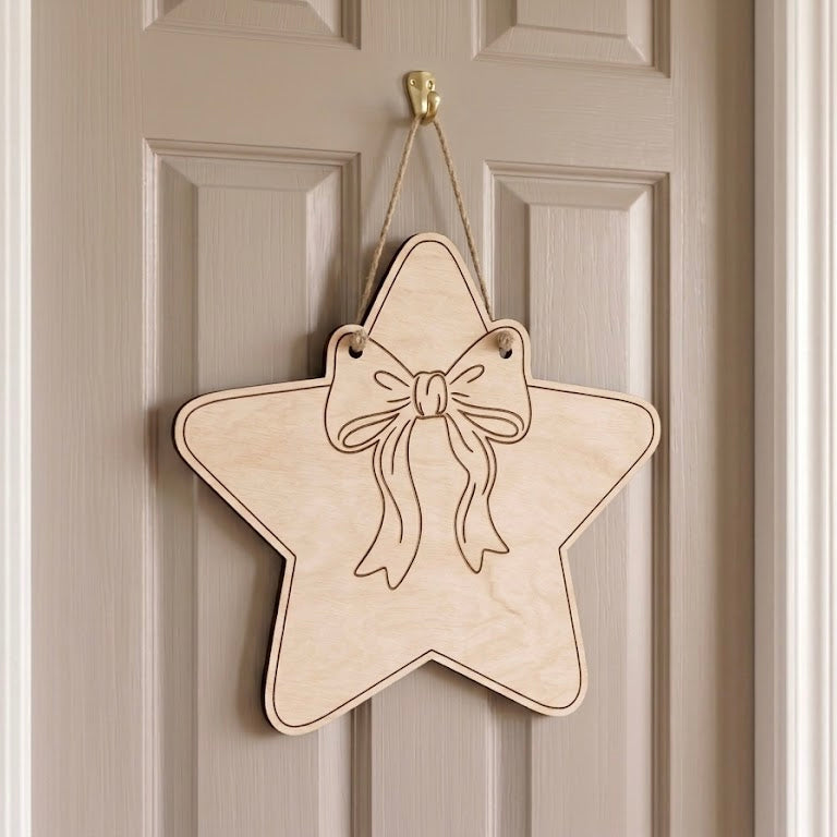 Star with Bow Door Hanger Blank
