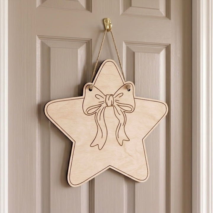 Star with Bow Door Hanger Blank