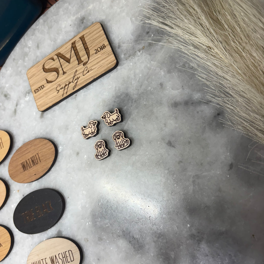 Dog Ghost Studs - 2 STYLES (1 Pair)