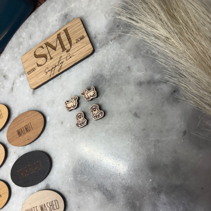 Dog Ghost Studs - 2 STYLES (1 Pair)