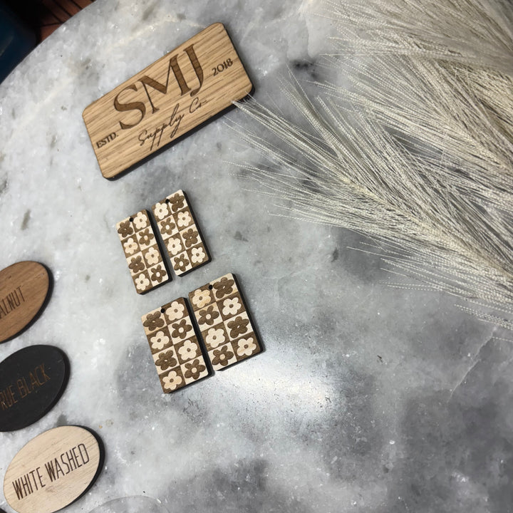 Floral Checkerboard Rectangle - 2 STYLES (1 Pair)