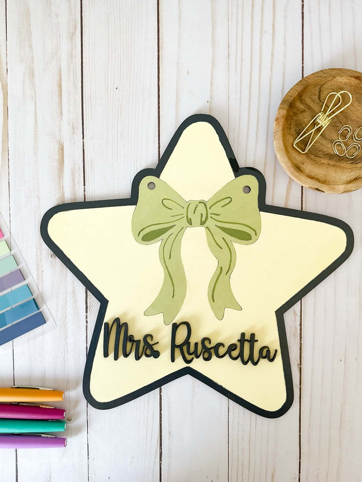 Star with Bow Door Hanger Blank