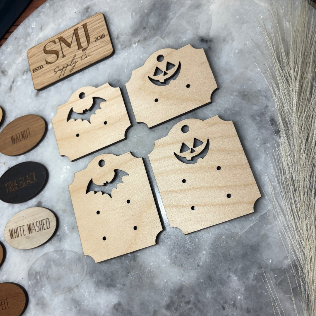 Pumpkin and Bat Stud Cards - 2 SIZES (1 Pair)