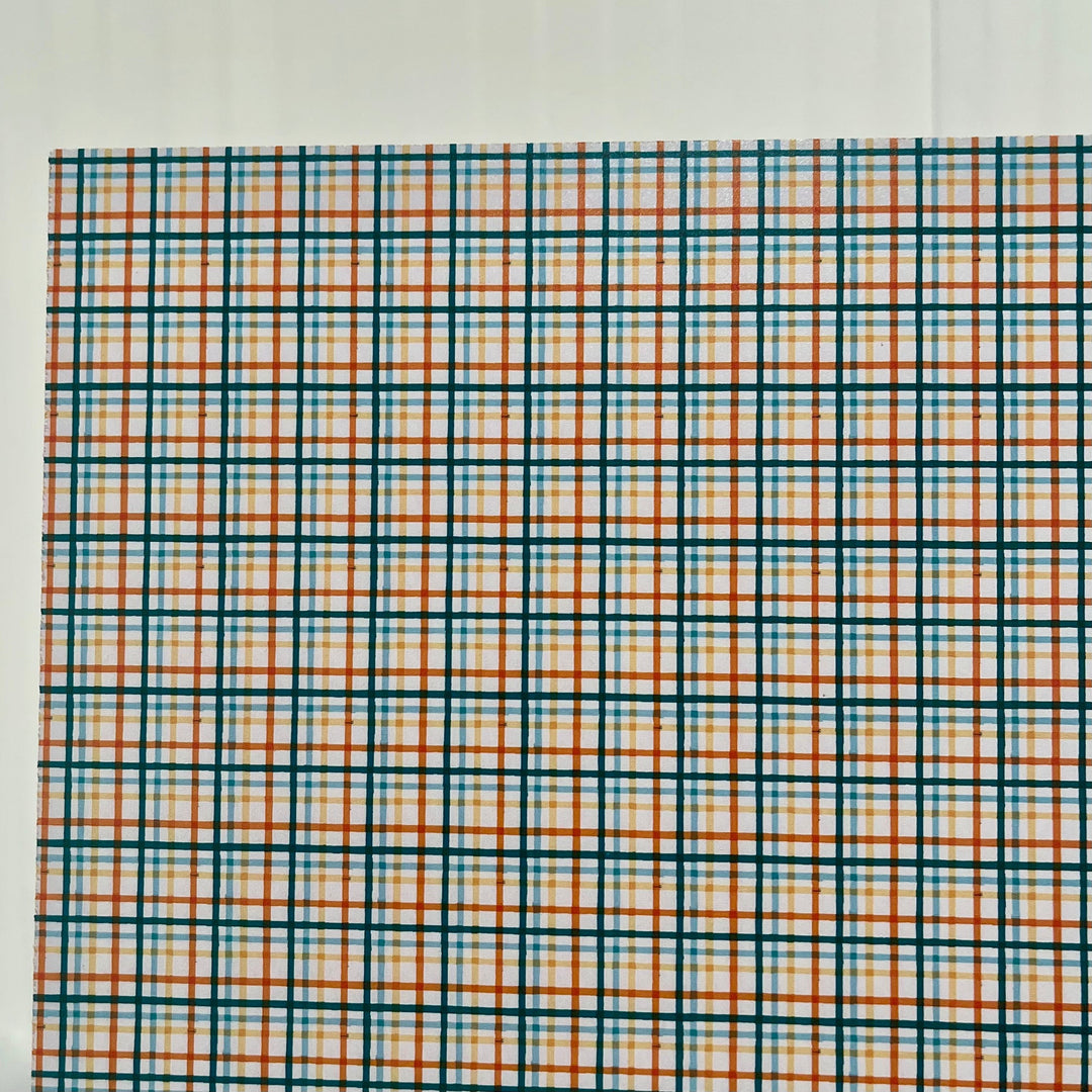 Orange + Blue Gingham - Printed Wood