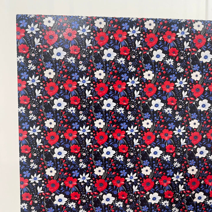 Red, White, and Blue Floral - Printed Wood Blanks (Numerous Styles)