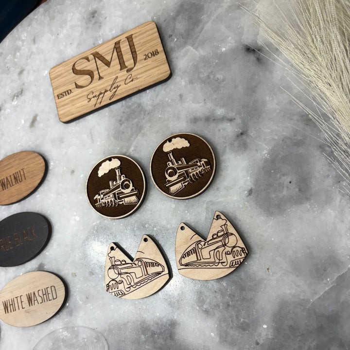 Engraved Train - 2 STYLES (1 Pair)