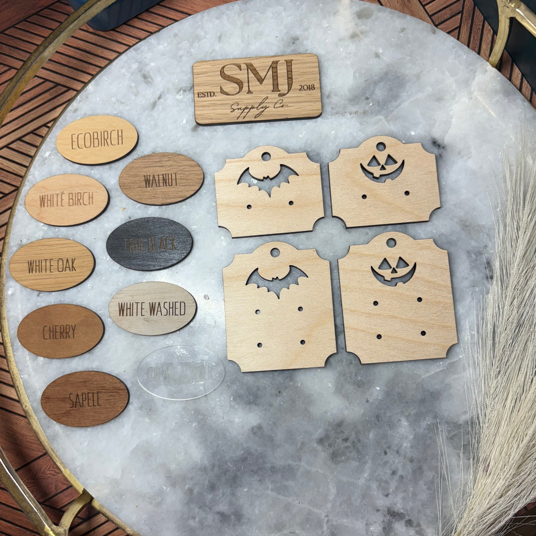 Pumpkin and Bat Stud Cards - 2 SIZES (1 Pair)