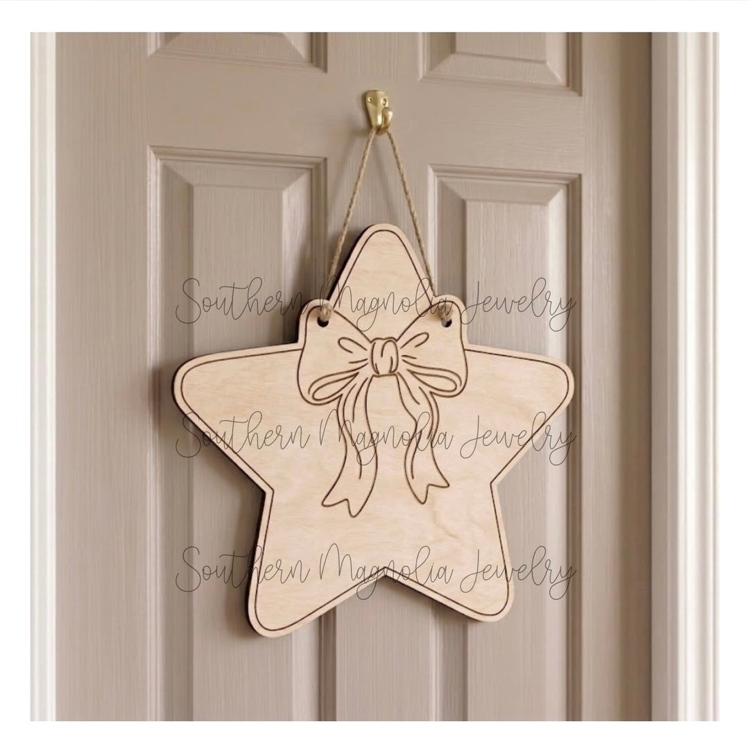 SMJ Star with Bow Door Hanger - Digital File - NO PHYSICAL PRODUCT