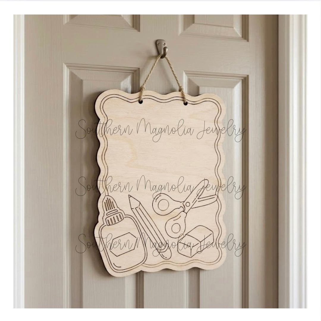 SMJ School Supplies Door Hanger - Digital File - NO PHYSICAL PRODUCT