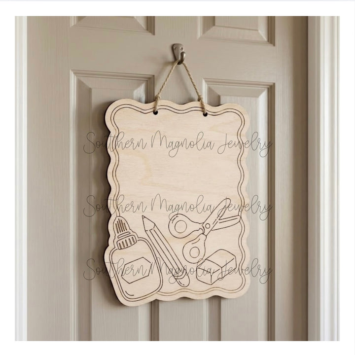 SMJ School Supplies Door Hanger - Digital File - NO PHYSICAL PRODUCT