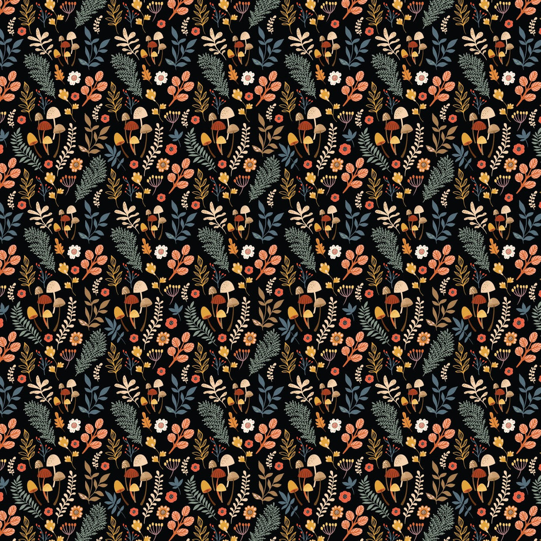 Autumn Mushrooms + Foilage - Printed Wood