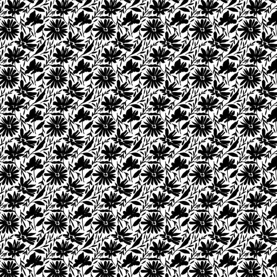 Black Floral - Printed Wood